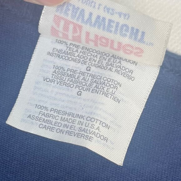 Tank Top Land of Freedom Mens Large Blue USA Flag Hanes Heavyweight Summer - Picture 8 of 9